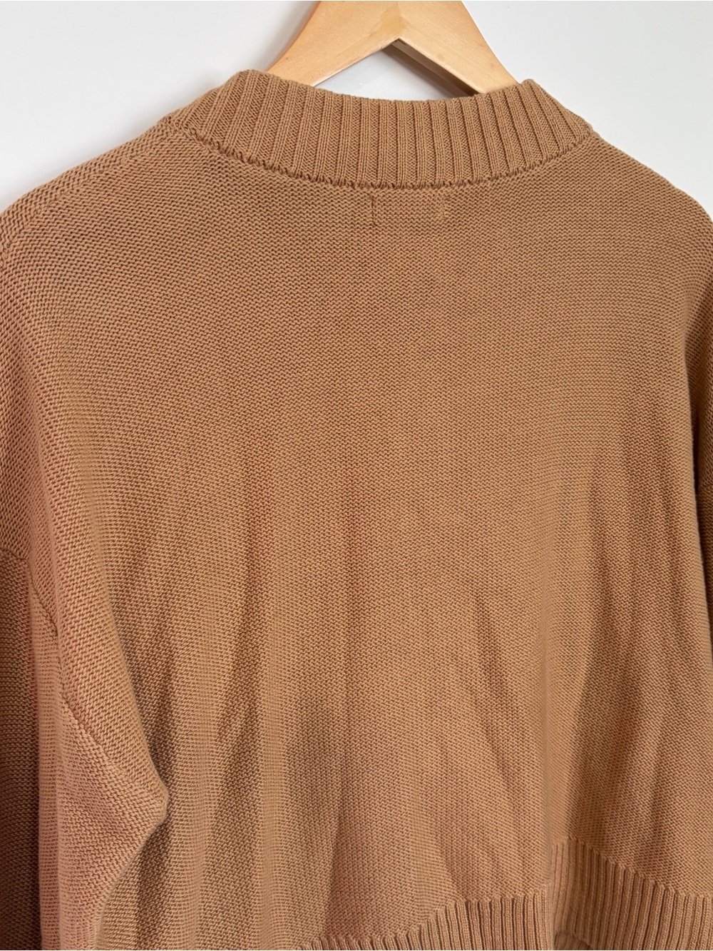 Quince Women's Camel Tan Button-Front Knit Cardigan - 100% Cotton - Picture 7 of 8